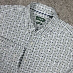 Orvis Shirt Mens XL Green Plaid Classic Fit Heritage Wash Outdoor Button Up EUC